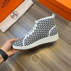Giày hàng hiệu nam Hermes sneaker boot màu trắng logo cao cấp - Hình ảnh 8