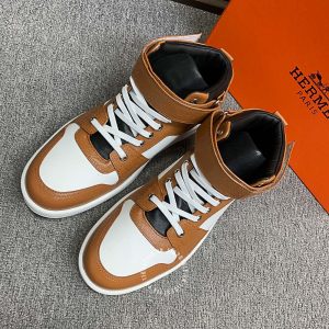 Giày thể thao Hermes nam cổ cao màu nâu hàng hiệu - Hình ảnh 3