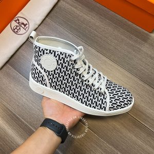 Giày hàng hiệu nam Hermes sneaker boot màu trắng logo cao cấp - Hình ảnh 7