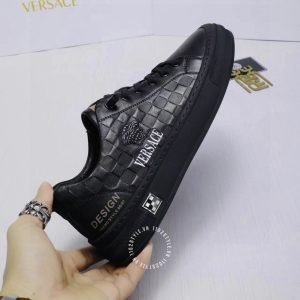 Giày hàng hiệu nam Versace sneaker màu đen họa tiết caro - Ảnh 6