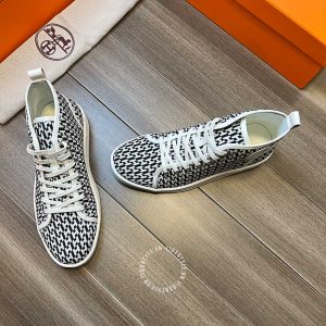 Giày hàng hiệu nam Hermes sneaker boot màu trắng logo cao cấp - Hình ảnh 4