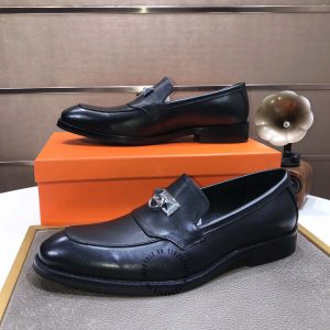 Giày lười Hermes da trơn màu đen hàng hiệu Super Fake - Hình ảnh 4