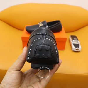 Giày lười Hermes Super Fake nam màu đen logo H - Ảnh 8