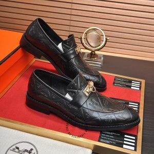 Giày Lười Hermes da thật màu đen họa tiết dập chìm siêu cấp - Hình ảnh 3