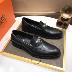 Giày lười Hermes da trơn màu đen hàng hiệu Super Fake - Hình ảnh 2