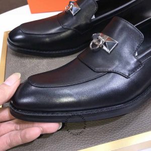 Giày lười Hermes da trơn màu đen hàng hiệu Super Fake - Hình ảnh 7