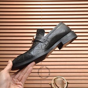 Giày Lười Hermes da thật màu đen họa tiết dập chìm siêu cấp - Hình ảnh 5