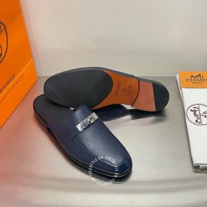 Giày sục Hermes nam da xịn màu xanh than rep 1:1 - Hình ảnh 5