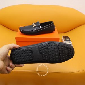 Giày lười Hermes Super Fake nam màu đen logo H - Ảnh 9