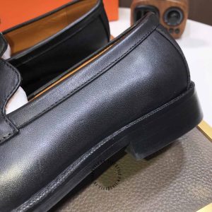 Giày lười Hermes màu đen logo kim loại Super Fake - Hình ảnh 7
