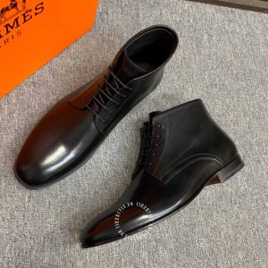 Boot Hermes nam màu đen phiên bản buộc dây rep 1:1 chính hãng - Hình ảnh 5