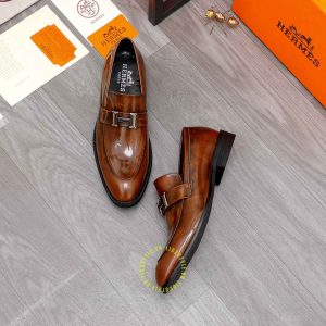 Giày Hermes nam màu nâu da bóng Like Auth - Hình ảnh 2