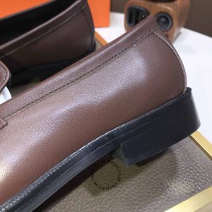 Giày Hermes nam da trơn màu nâu Super Fake - Ảnh 5
