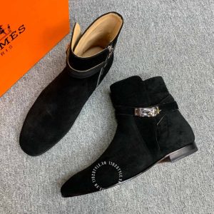 Boot Hermes nam da lộn màu đen quai ngang phiên bản replica 1:1 - Hình ảnh 5
