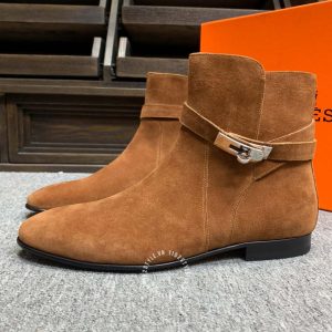 Boot Hermes nam da lộn màu nâu phiên bản rep 1:1 chính hãng - Ảnh 4