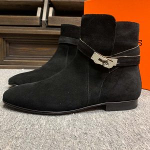 Boot Hermes nam da lộn màu đen quai ngang phiên bản replica 1:1 - Hình ảnh 6