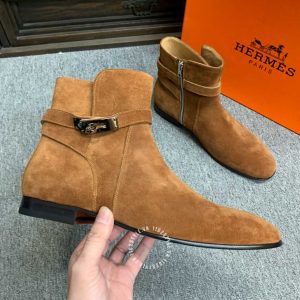 Boot Hermes nam da lộn màu nâu phiên bản rep 1:1 chính hãng - Ảnh 5