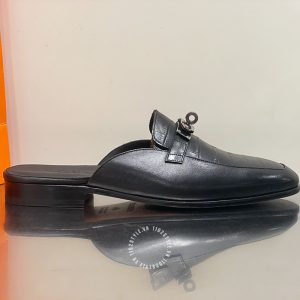 Giày sục Hermes nam màu đen dập vân cá sấu rep 1:1 chính hãng - Hình ảnh 7