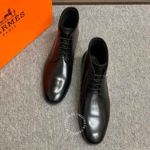 Boot Hermes nam màu đen phiên bản buộc dây rep 1:1 chính hãng - Hình ảnh 3