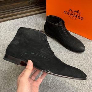 Boot Hermes nam da lộn màu đen phiên bản replica 1:1 chính hãng - Ảnh 4