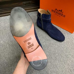 Boot Hermes nam da lộn màu xanh khoá cài rep 1:1 chính hãng - Hình ảnh 9