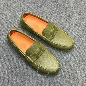 Giày lười Hermes like auth nam da sần màu xanh hàng hiệu - Ảnh 2