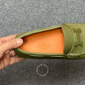 Giày lười Hermes like auth nam da sần màu xanh hàng hiệu - Ảnh 7