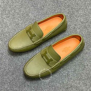 Giày lười Hermes like auth nam da sần màu xanh hàng hiệu - Ảnh 3