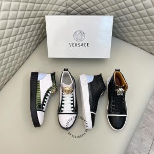 Sneaker Boot Versace màu trắng logo vàng hàng hiệu cao cấp - Ảnh 9