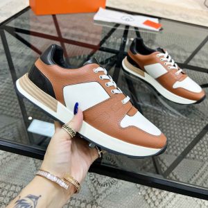 Giày thể thao Hermes màu nâu phối trắng phiên bản hàng hiệu - Hình ảnh 4