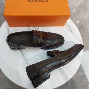 Giày lười Hermes nam da trơn logo sang trọng siêu cấp - Hình ảnh 6