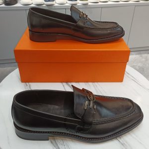 Giày lười Hermes nam da trơn logo sang trọng siêu cấp - Hình ảnh 5