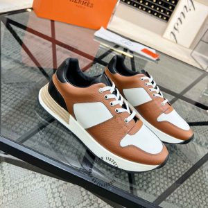 Giày thể thao Hermes màu nâu phối trắng phiên bản hàng hiệu - Hình ảnh 2