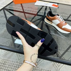 Giày thể thao Hermes màu nâu phối trắng phiên bản hàng hiệu - Hình ảnh 9
