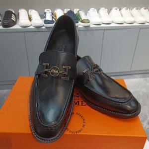 Giày lười Hermes nam da trơn logo sang trọng siêu cấp - Hình ảnh 3
