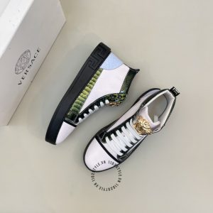 Sneaker Boot Versace màu trắng logo vàng hàng hiệu cao cấp - Ảnh 2