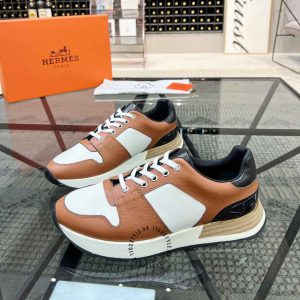 Giày thể thao Hermes màu nâu phối trắng phiên bản hàng hiệu - Hình ảnh 3