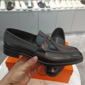 Giày lười Hermes nam da trơn logo sang trọng siêu cấp - Hình ảnh 7
