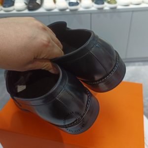 Giày lười Hermes nam da trơn logo sang trọng siêu cấp - Hình ảnh 8