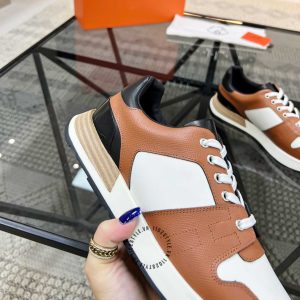 Giày thể thao Hermes màu nâu phối trắng phiên bản hàng hiệu - Hình ảnh 6