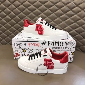 Giày sneaker Dolce & Gabbana màu trắng phối đỏ hàng hiệu - Ảnh 4