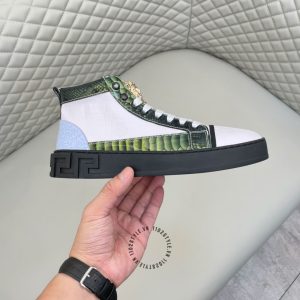 Sneaker Boot Versace màu trắng logo vàng hàng hiệu cao cấp - Ảnh 5