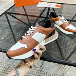 Giày thể thao Hermes màu nâu phối trắng phiên bản hàng hiệu - Hình ảnh 5