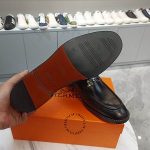 Giày lười Hermes nam da trơn logo sang trọng siêu cấp - Hình ảnh 9
