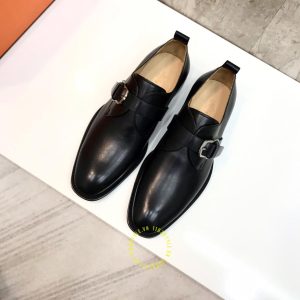 Giày lười Hermes nam màu đen quai ngang cao cấp - Ảnh 3