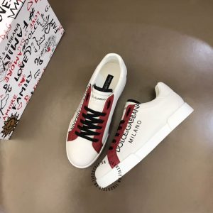 Sneaker D&G trắng phối đỏ đô dây buộc đen hàng hiệu - Ảnh 3