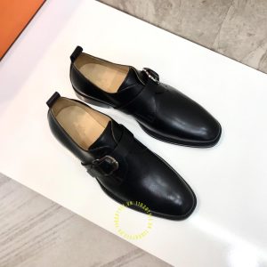 Giày lười Hermes nam màu đen quai ngang cao cấp - Ảnh 2
