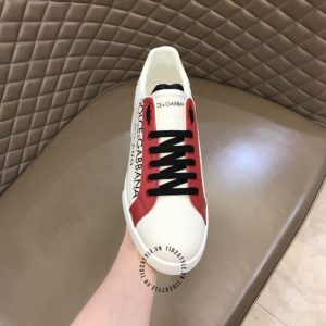 Sneaker D&G trắng phối đỏ đô dây buộc đen hàng hiệu - Ảnh 5