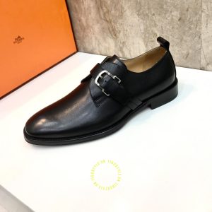 Giày lười Hermes nam màu đen quai ngang cao cấp - Ảnh 7