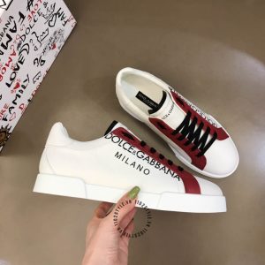 Sneaker D&G trắng phối đỏ đô dây buộc đen hàng hiệu - Ảnh 4
